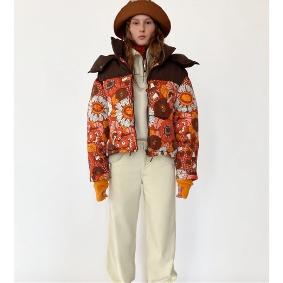 Zara floral puffer jacket Clearance